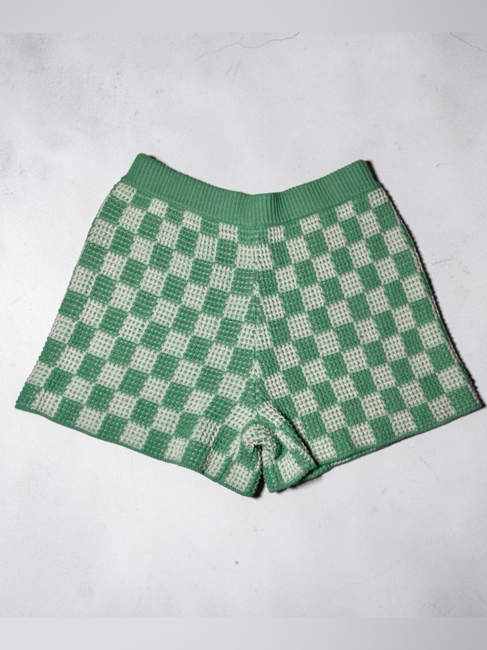 Baevely Green & White Checkered
Knit Shorts M